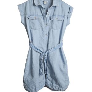 Calvin Klein Girls Blue Jean Shirtdress Size L